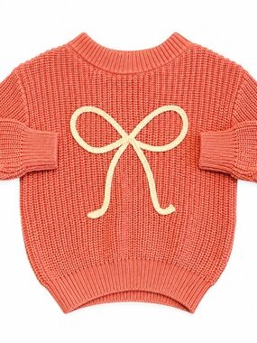 Gigi and Max 12-18M Coral Knit Bow Sweater Girls